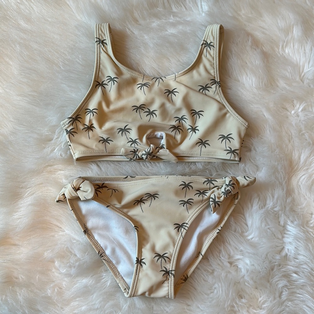 VGUC 6-7Y Rylee + Cru Palm Tree 2 pc Swimsuit!